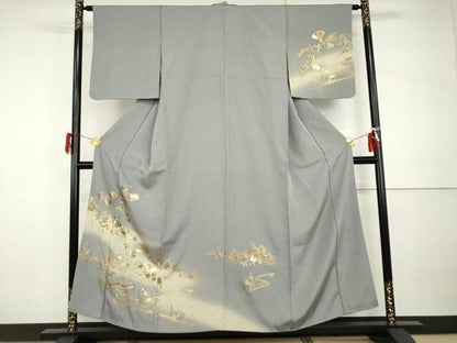 平和屋着物●訪問着　流水扇面桜文　金銀彩　正絹　逸品　AABI0028cs