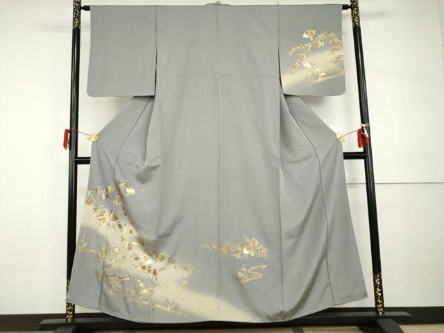 平和屋着物●訪問着　流水扇面桜文　金銀彩　正絹　逸品　AABI0028cs