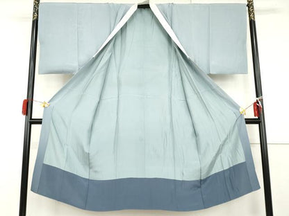 平和屋着物●男性　長襦袢　袷　手描き　帆掛け船　暈し染め　正絹　逸品　AABI0029cs