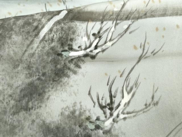 平和屋着物●男性　長襦袢　袷　手描き　帆掛け船　暈し染め　正絹　逸品　AABI0029cs