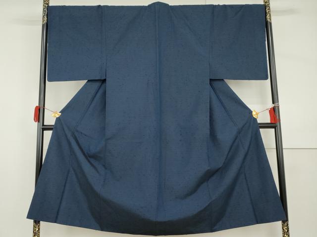平和屋着物●男性　ひげ紬　色無地　濃藍色　正絹　逸品　AABI0030cs