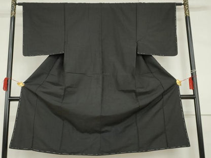 平和屋着物●男性　紬　色無地　蝋色　正絹　逸品　未使用　AABI0033cs