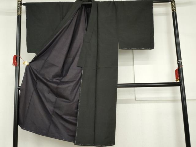 平和屋着物●男性　紬　色無地　蝋色　正絹　逸品　未使用　AABI0033cs