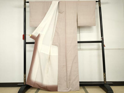 平和屋着物●結城紬　色無地　薄柿色　正絹　逸品　AABI0037cs