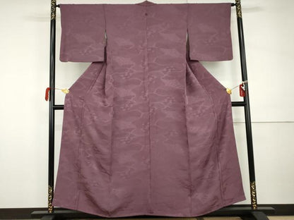 平和屋着物●上質な色無地　吉祥地紋　京紫色　正絹　逸品　AABI0042cs