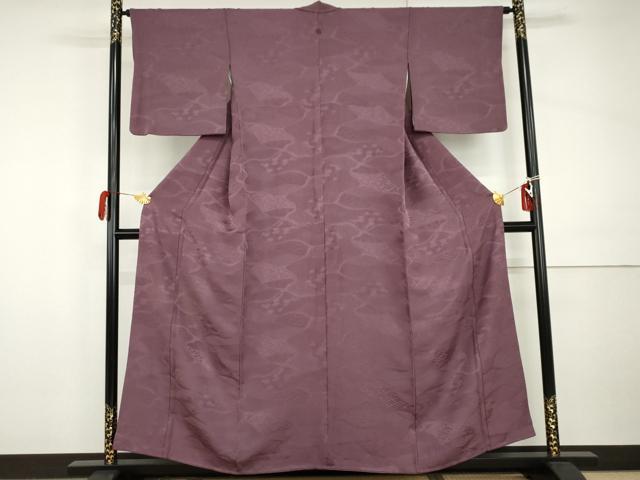 平和屋着物●上質な色無地　吉祥地紋　京紫色　正絹　逸品　AABI0042cs