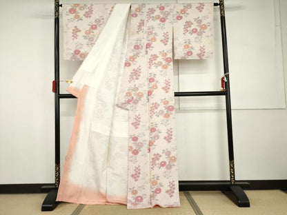平和屋着物●上質な小紋　地紋起こし　草花文　正絹　逸品　未使用　AABI0044cs