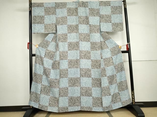 平和屋着物●上質な小紋　市松に観世水　正絹　逸品　未使用　AABI0049cs
