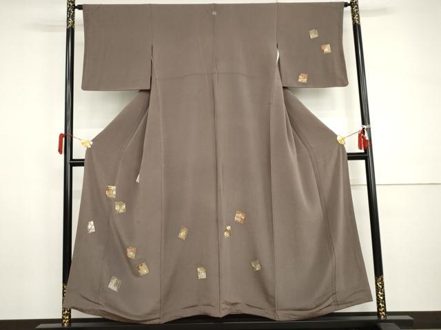 平和屋着物●訪問着　源氏香花文　金彩　鬼しぼ縮緬　正絹　逸品　AABI0050cs