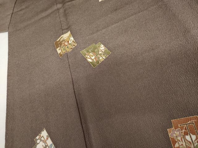 平和屋着物●訪問着　源氏香花文　金彩　鬼しぼ縮緬　正絹　逸品　AABI0050cs