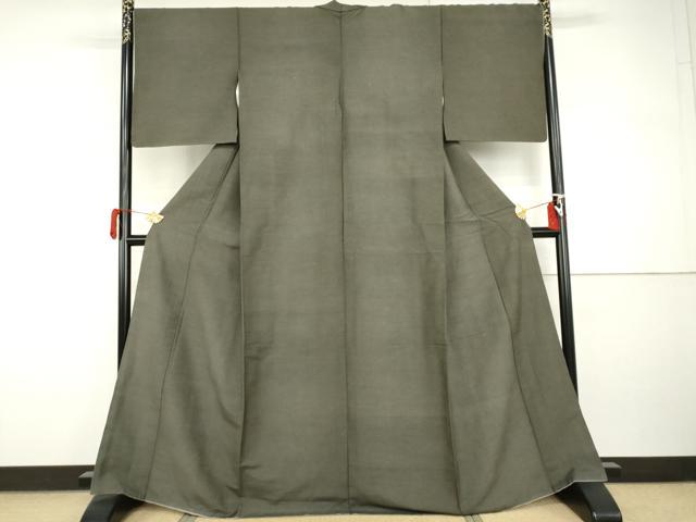 平和屋着物●上質な紬　色無地　青鈍色　正絹　逸品　AABI0052cs