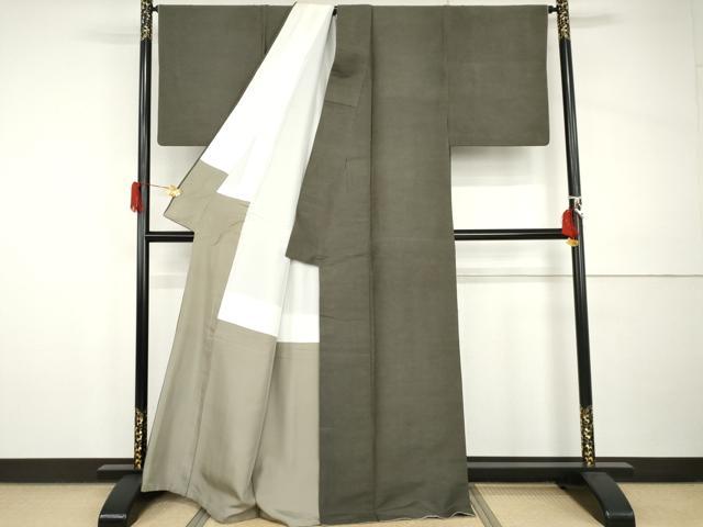 平和屋着物●上質な紬　色無地　青鈍色　正絹　逸品　AABI0052cs
