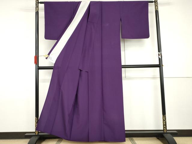 平和屋着物▽色無地　単衣　本紫色　洗える着物　AABI0058cs