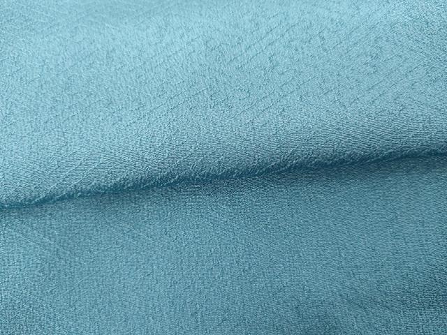 平和屋着物▽上質な色無地　単衣　紗綾形地紋　露草色　正絹　逸品　AABI0063cs