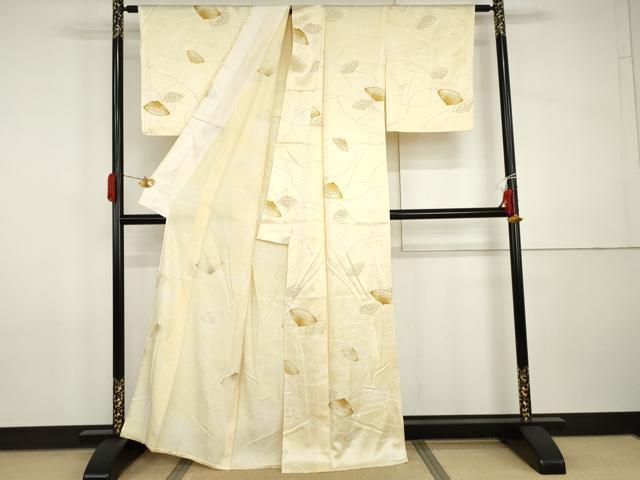 平和屋着物▽上質な小紋　単衣　笠　暈し染め　金彩　正絹　逸品　AABI0067cs