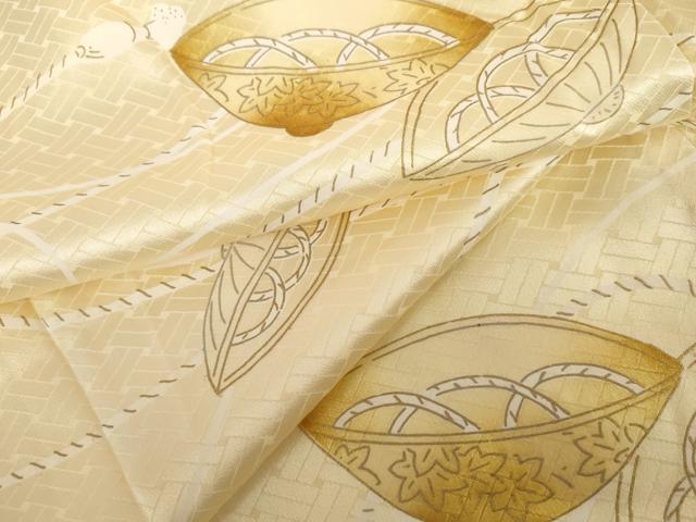平和屋着物▽上質な小紋　単衣　笠　暈し染め　金彩　正絹　逸品　AABI0067cs