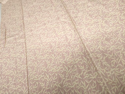 平和屋着物▽上質な小紋　単衣　枝葉文　正絹　逸品　AABI0070cs