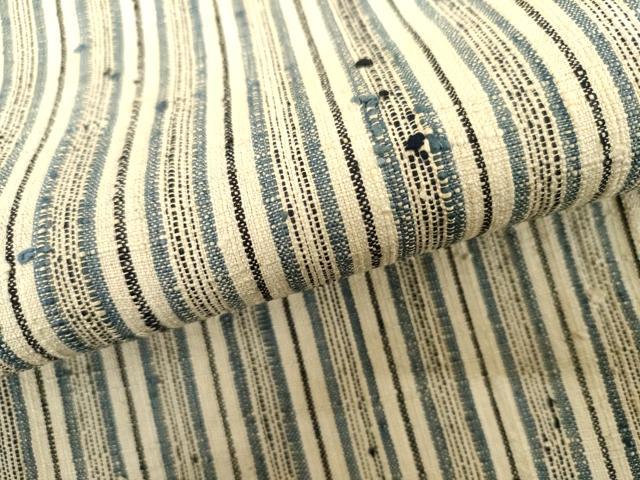 平和屋着物▽浦野理一　経節紬　単衣　縞　たとう紙付き　正絹　逸品　AABI0072cs