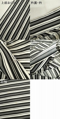 平和屋着物▽上質な小紋　単衣　縞　AABI0073cs