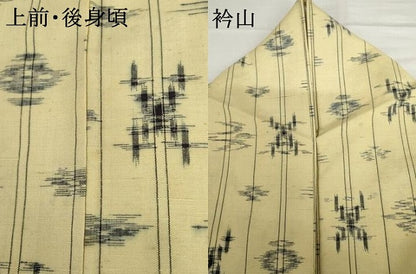 平和屋着物▽上質な紬　単衣　琉球絣文様　正絹　逸品　AABI0074cs