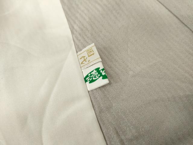 平和屋着物▽訪問着　単衣　駒刺繍　露芝に萩　牡丹鼠色地　金銀彩　正絹　逸品　AABI0075cs