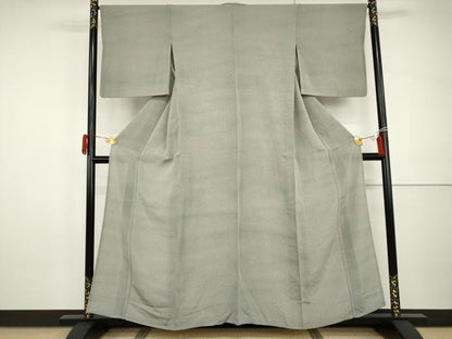 平和屋着物▽上質な小紋　単衣　霞文　暈し染め　鬼しぼ縮緬　正絹　逸品　AABI0076cs