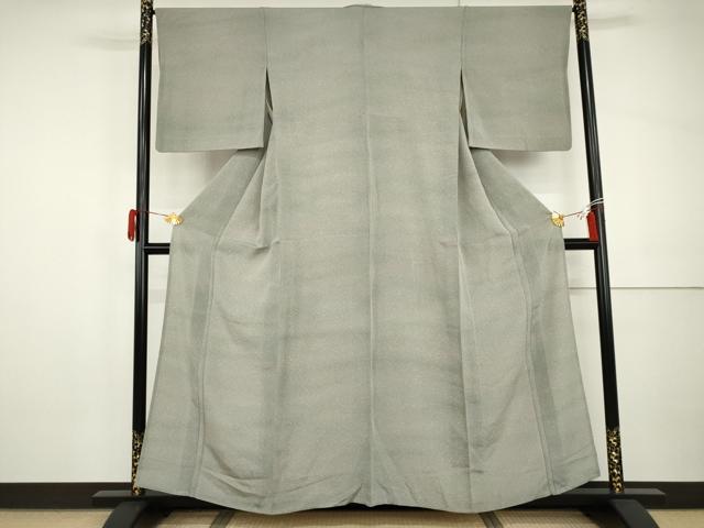 平和屋着物▽上質な小紋　単衣　霞文　暈し染め　鬼しぼ縮緬　正絹　逸品　AABI0076cs