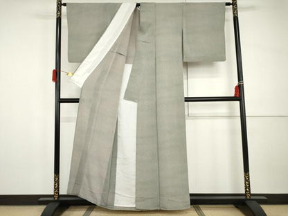 平和屋着物▽上質な小紋　単衣　霞文　暈し染め　鬼しぼ縮緬　正絹　逸品　AABI0076cs