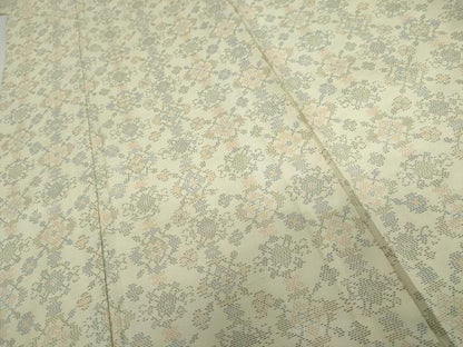 平和屋着物▽本場大島紬　白大島　単衣　花格子　正絹　逸品　AABI0077cs
