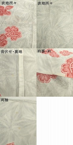 平和屋着物▽上質な小紋　単衣　草花文　正絹　逸品　AABI0080cs