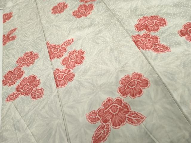 平和屋着物▽上質な小紋　単衣　草花文　正絹　逸品　AABI0080cs