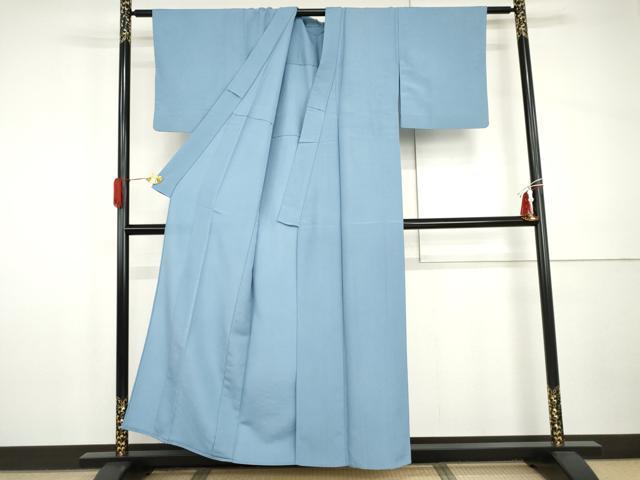 平和屋着物▽色無地　単衣　露草色　洗える着物　AABI0083cs