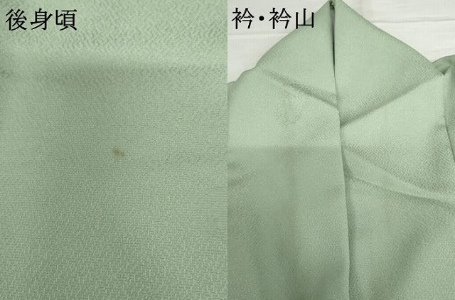平和屋着物▽色無地　単衣　花丸地紋　裏葉柳色　洗える着物　近鉄百貨店扱い　AABI0084cs