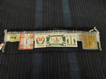平和屋着物▽本場結城紬　重要無形文化財　単衣　80亀甲　亀甲間道　上代45万円　奥庄謹製　証紙付き　正絹　逸品　AABI0085cs