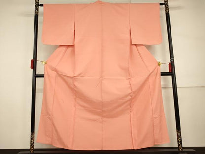 平和屋着物▽上質な紬　単衣　東雲色　正絹　逸品　AABI0087cs