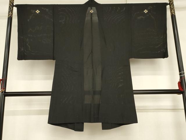 平和屋着物▽男性　黒紋付　羽織　スリーシーズン　春夏秋　塵除け　正絹　逸品　AABI0088cs