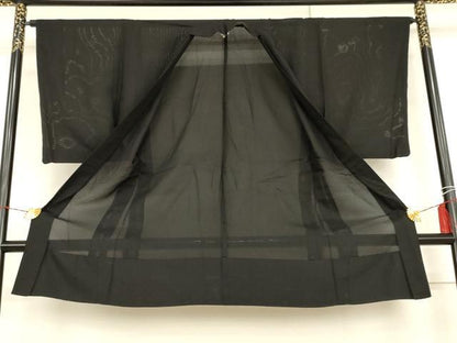 平和屋着物▽男性　黒紋付　羽織　スリーシーズン　春夏秋　塵除け　正絹　逸品　AABI0088cs