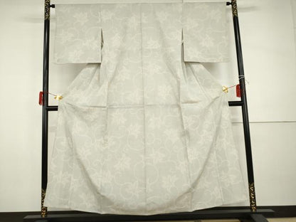 平和屋着物▽本塩沢　単衣　110亀甲　唐草文　正絹　逸品　AABI0090cs