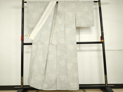 平和屋着物▽本塩沢　単衣　110亀甲　唐草文　正絹　逸品　AABI0090cs