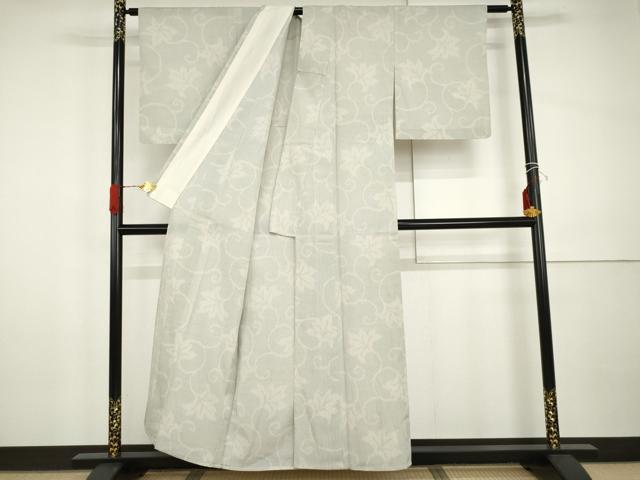 平和屋着物▽本塩沢　単衣　110亀甲　唐草文　正絹　逸品　AABI0090cs
