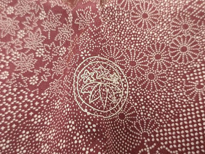 平和屋着物▽江戸小紋　単衣　松皮菱吉祥花文　小田急百貨店扱い　正絹　逸品　AABI0091cs