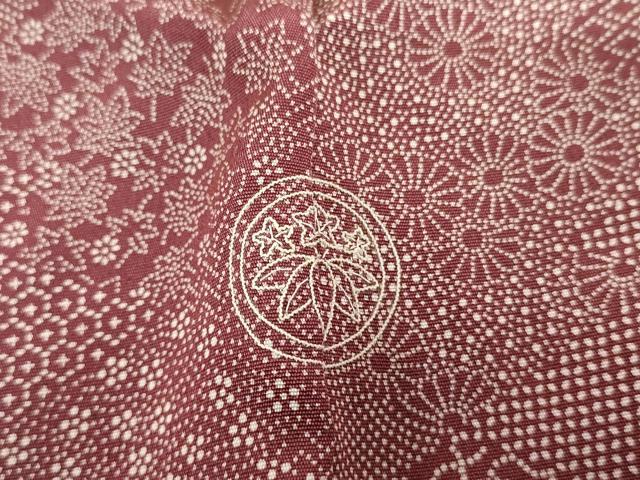 平和屋着物▽江戸小紋　単衣　松皮菱吉祥花文　小田急百貨店扱い　正絹　逸品　AABI0091cs