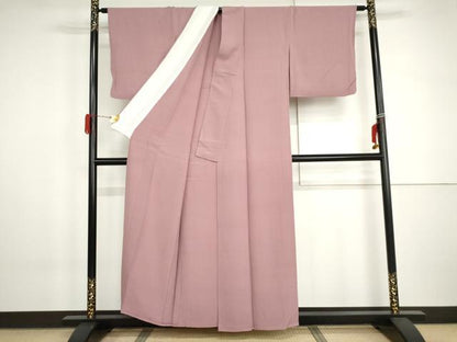 平和屋着物▽上質な色無地　単衣　石竹色　正絹　逸品　AABI0097cs