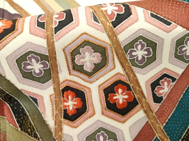 平和屋着物▽訪問着　単衣　友禅　駒刺繍　亀甲花文　金彩　正絹　逸品　AABI0099cs