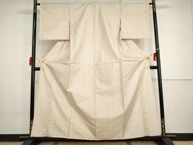 平和屋着物▽本場大島紬　白大島　単衣　一元絣　縞　正絹　逸品　未使用　AABI0100cs