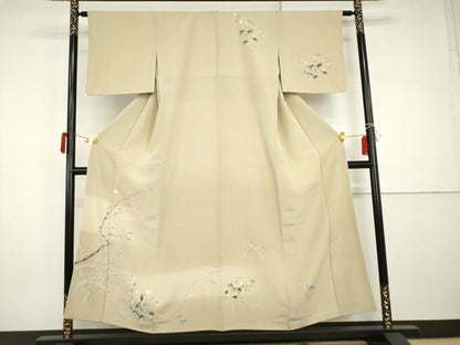 平和屋着物●訪問着　友禅　作家物 蒼旬　枝梅　暈し染め　正絹　逸品　AABI0102cs