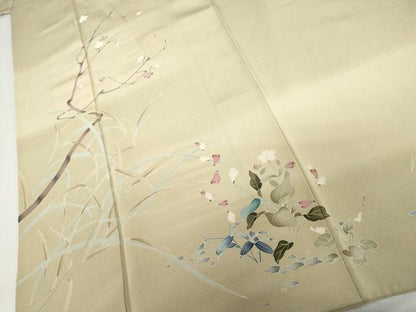 平和屋着物●訪問着　友禅　作家物 蒼旬　枝梅　暈し染め　正絹　逸品　AABI0102cs