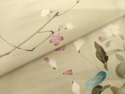 平和屋着物●訪問着　友禅　作家物 蒼旬　枝梅　暈し染め　正絹　逸品　AABI0102cs