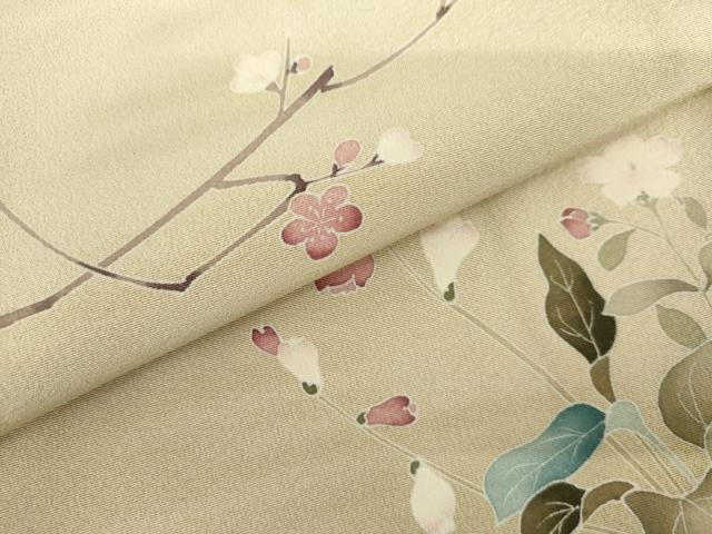 平和屋着物●訪問着　友禅　作家物 蒼旬　枝梅　暈し染め　正絹　逸品　AABI0102cs