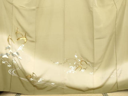 平和屋着物●豪華色留袖　駒刺繍　松竹梅鶴文　暈し染め　金糸　金銀彩　正絹　逸品　AABI0105cs